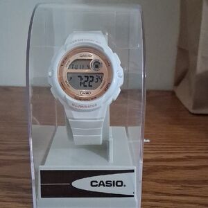 Casio White and Gold Digital Smartwatch